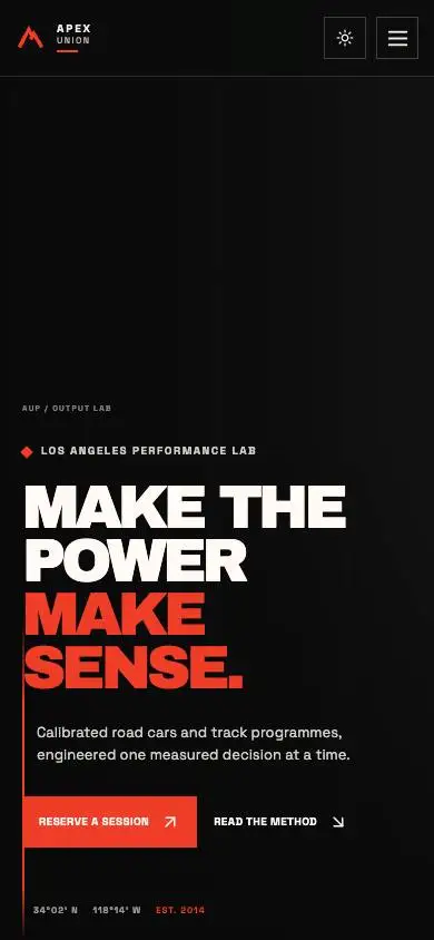 Apex Union Performance mobile website preview