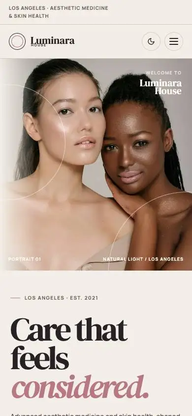 Luminara House Med Spa mobile website preview