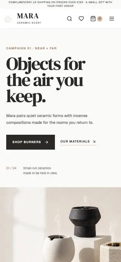 Mara Ceramic Scent mobile website preview