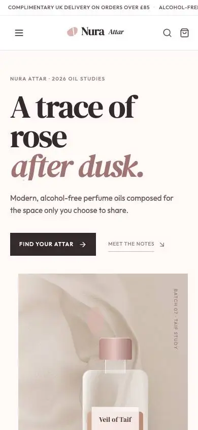 Nura Attar mobile website preview