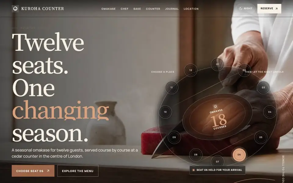 Rs D12 Omakase Counter website screenshot