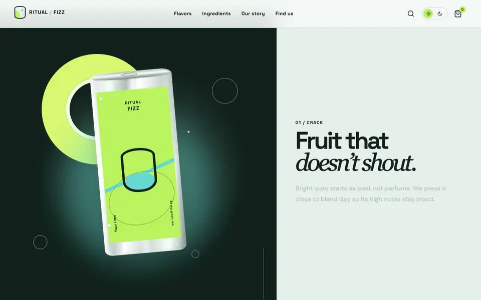 Ritual Fizz — Functional Sparkling Drink Storefront interior page and content preview