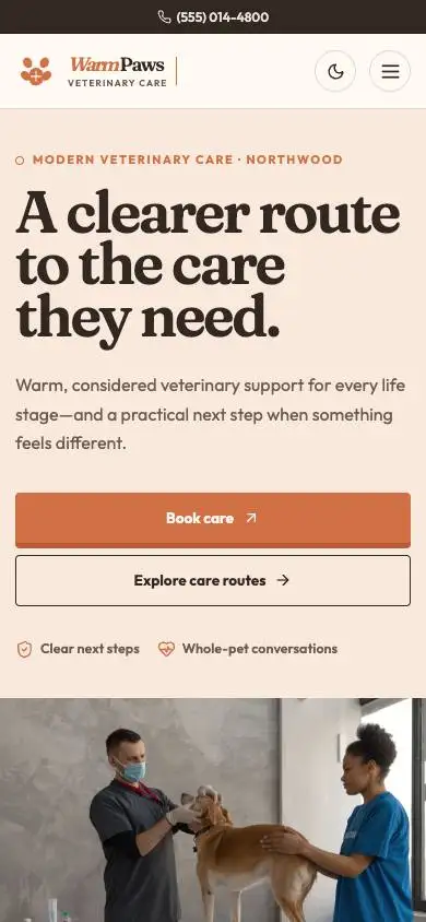 Warm Paws Veterinary Care Atlas mobile website preview