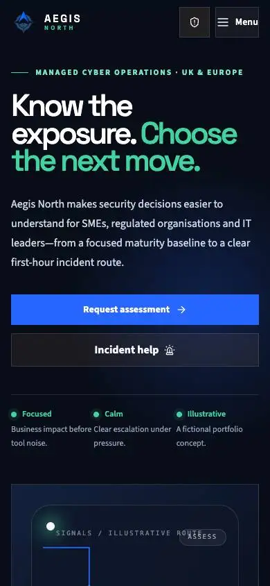 Aegis North mobile website preview