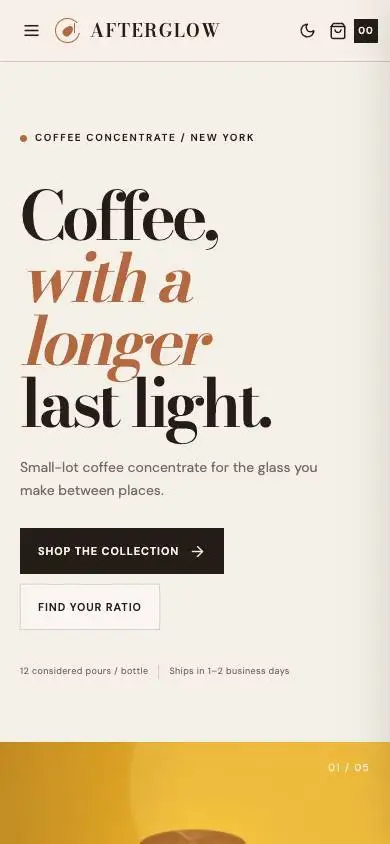 Afterglow Coffee — Luxury Coffee Concentrate Storefront mobile website preview