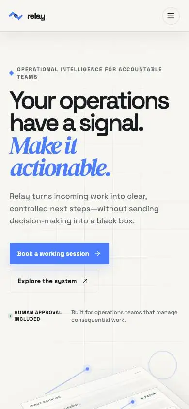 Relay — AI Operations Platform mobile website preview