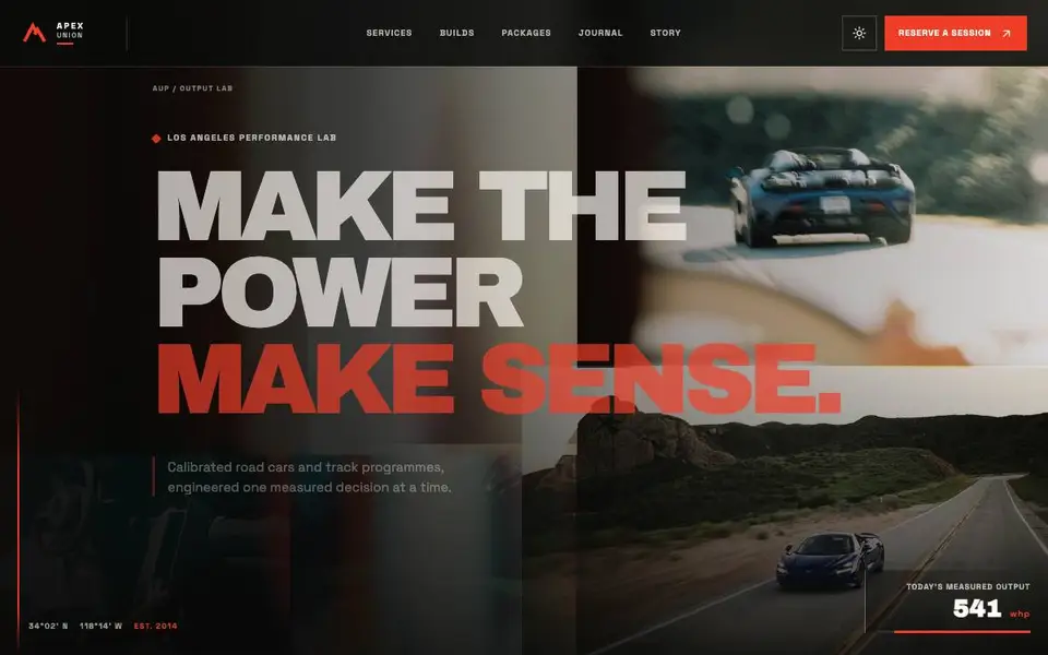 Apex Union Performance website screenshot