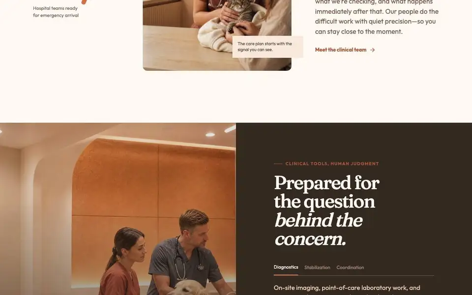 Apricot Veterinary Emergency Hospital interior page and content preview