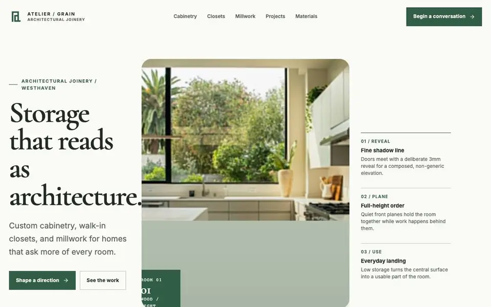 Atelier Grain — Architectural Joinery House website screenshot