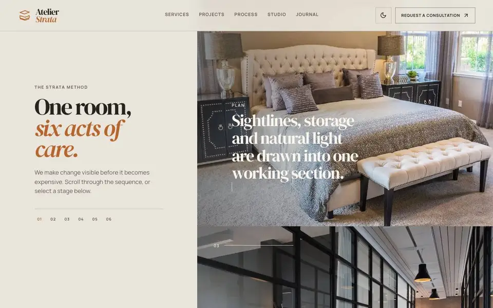 Atelier Strata — Luxury Remodeling Studio interior page and content preview