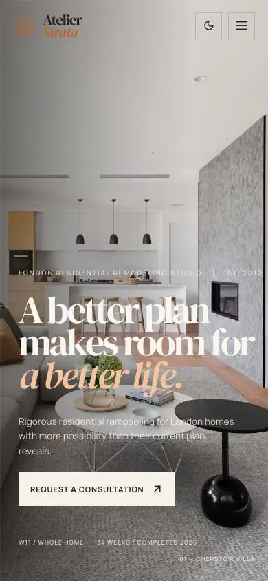 Atelier Strata — Luxury Remodeling Studio mobile website preview