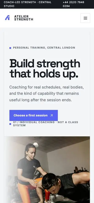 Atelier Strength — Personal Training Studio mobile website preview