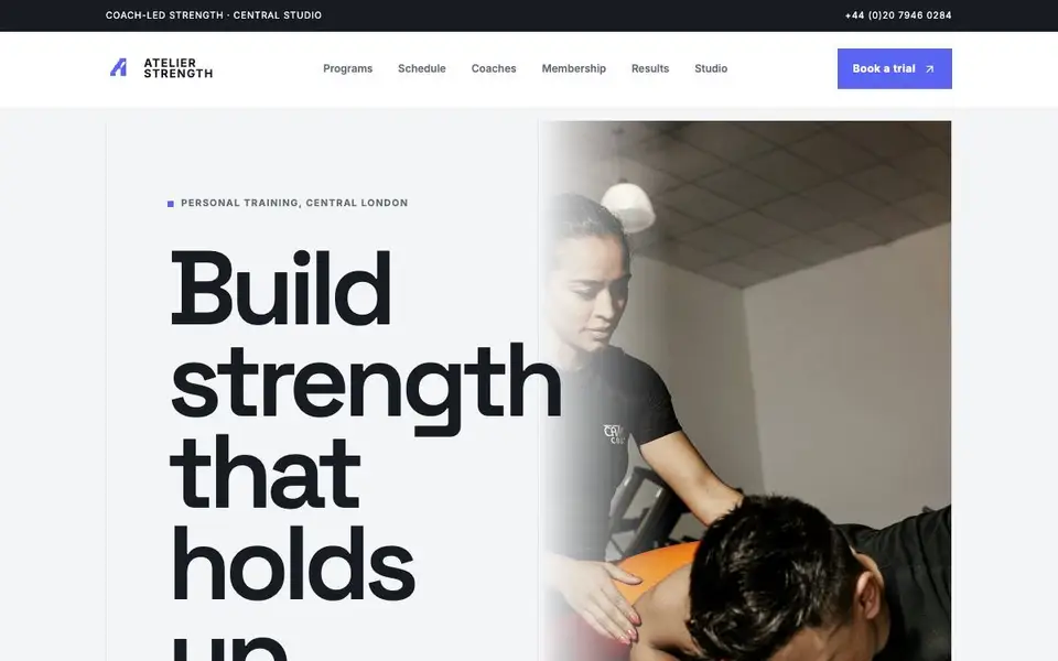 Atelier Strength — Personal Training Studio website screenshot