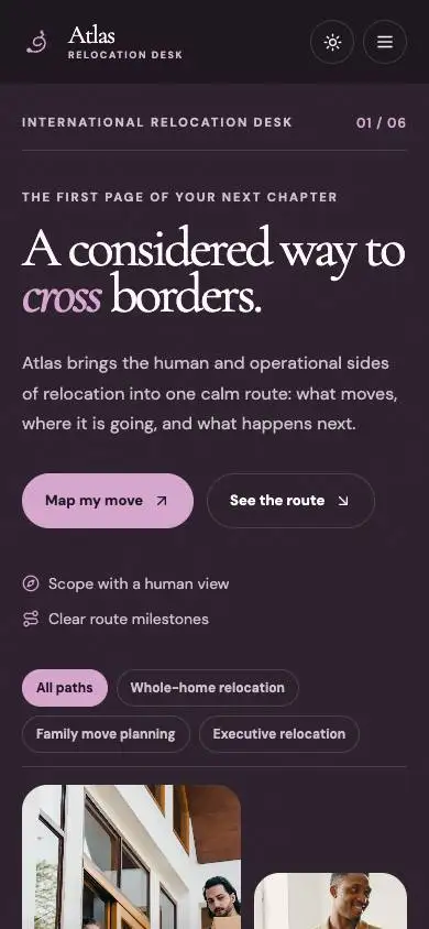 Atlas Relocation mobile website preview