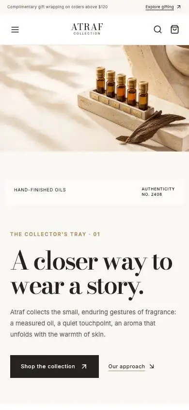 Atraf Collection mobile website preview