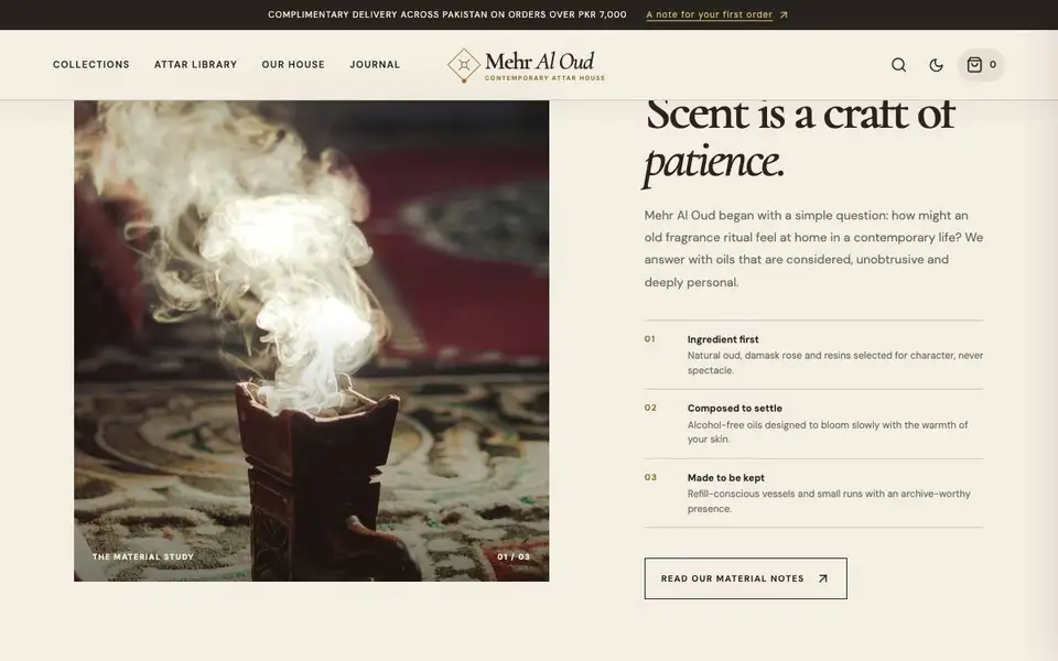 Attar Heritage House interior page and content preview