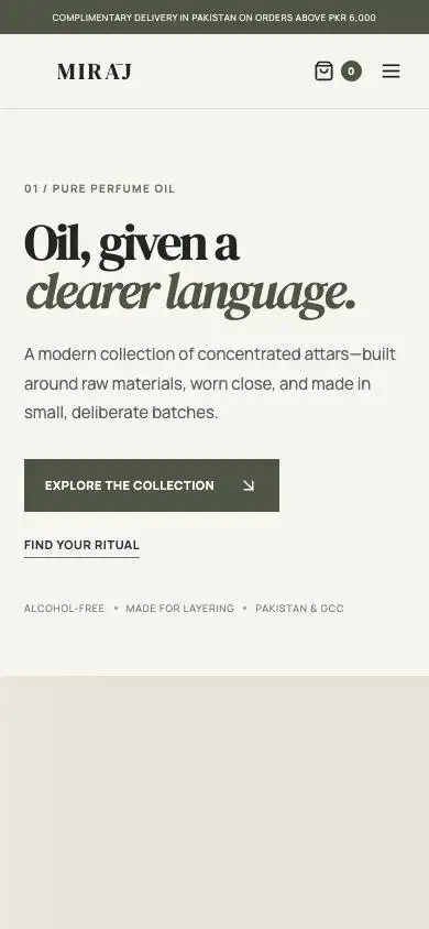 Attar Label mobile website preview