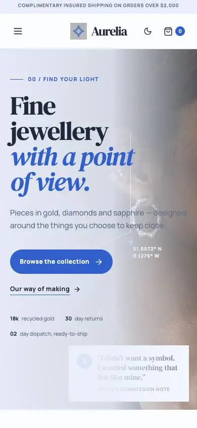 Aurelia Fine Jewelry mobile website preview