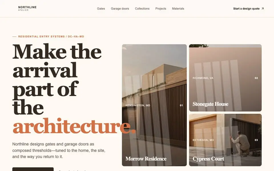 Northline Atelier — Automated Gate Designer website screenshot