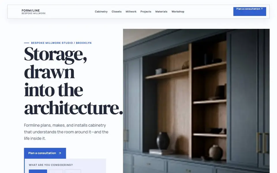 Formline — Bespoke Millwork Studio website screenshot