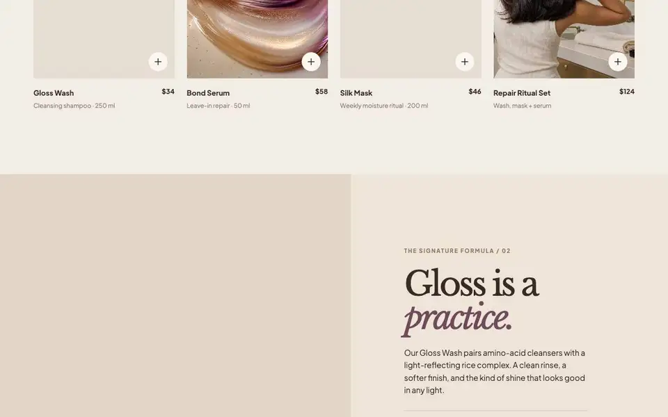 Bt L05 Premium Haircare interior page and content preview