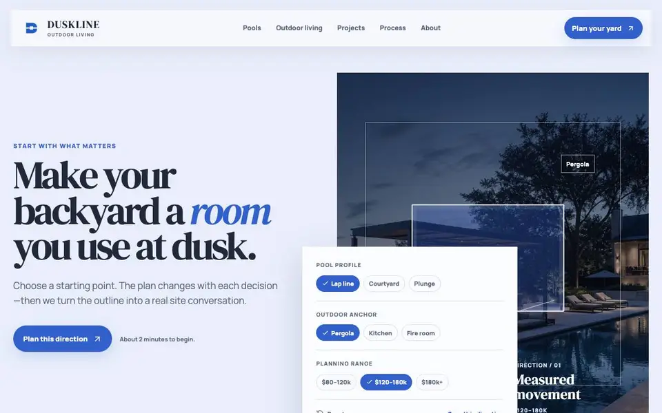 Duskline Outdoor Living website screenshot
