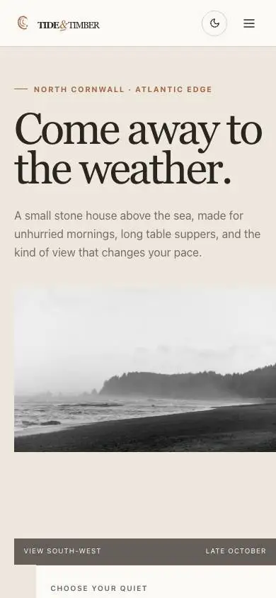 Tide & Timber Coastal Resort mobile website preview