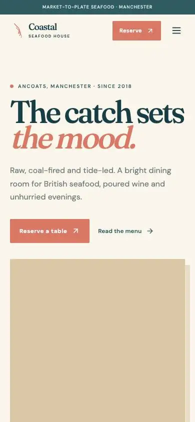 Coastal Seafood House mobile website preview