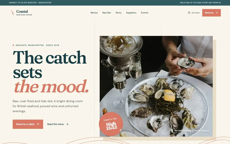 Coastal Seafood House website screenshot