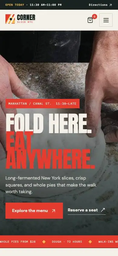 Corner Slice NYC mobile website preview