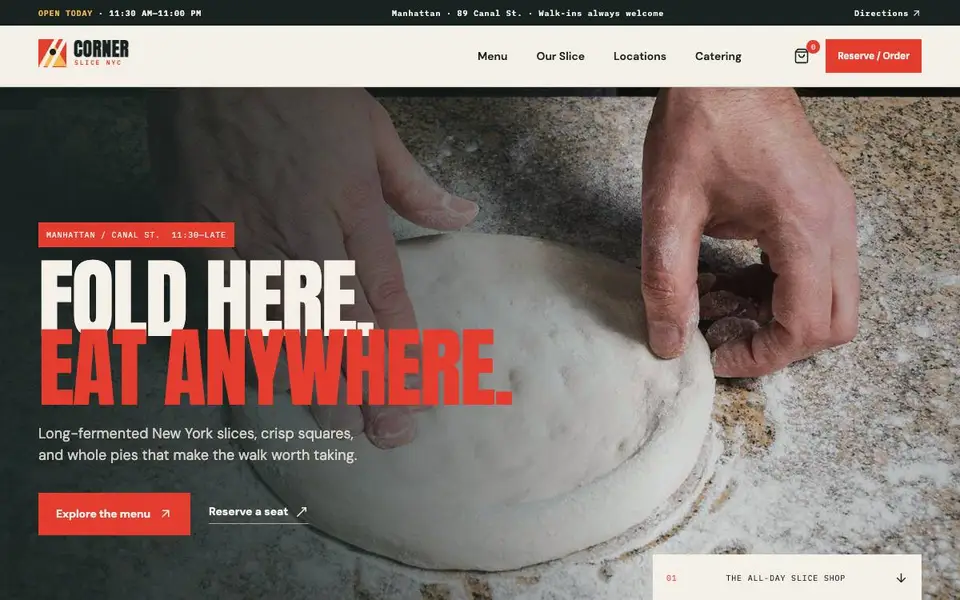 Corner Slice NYC website screenshot