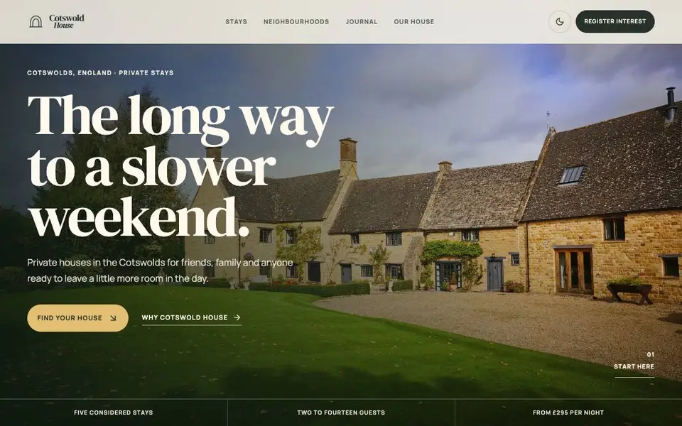 Cotswold House — Luxury Vacation Rental Portfolio website screenshot