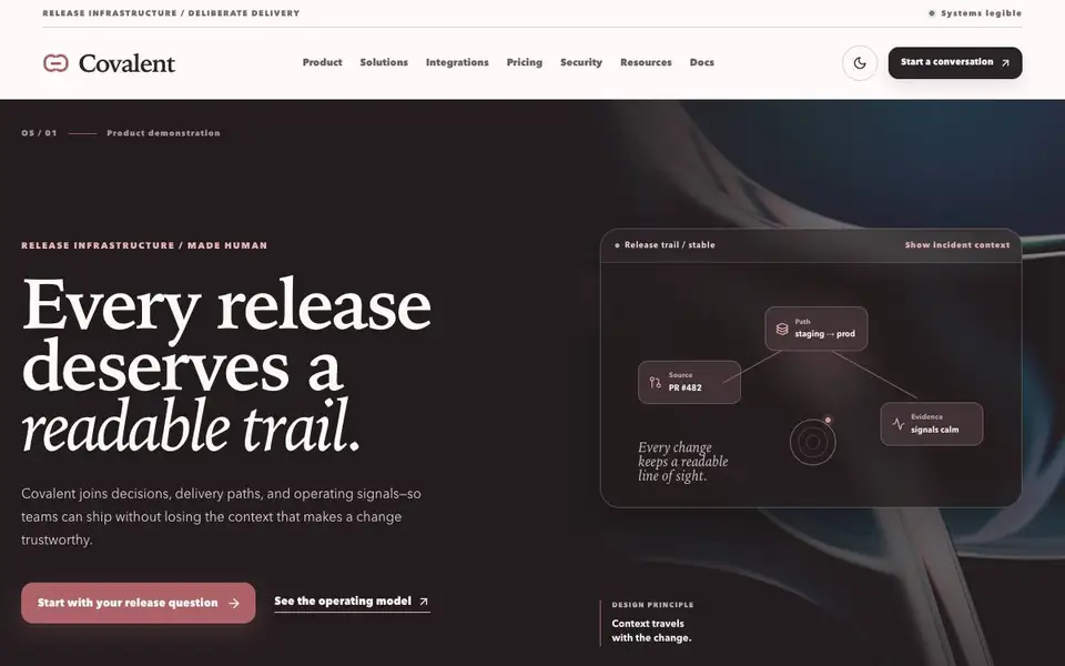Covalent Developer Infrastructure website screenshot