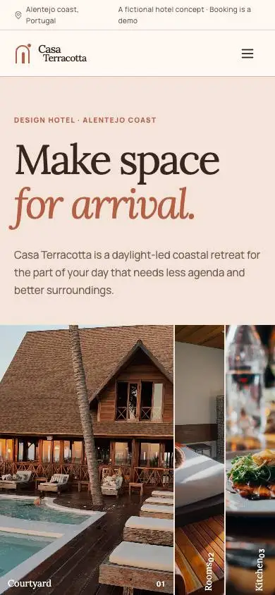 Casa Terracotta — Design Hotel mobile website preview