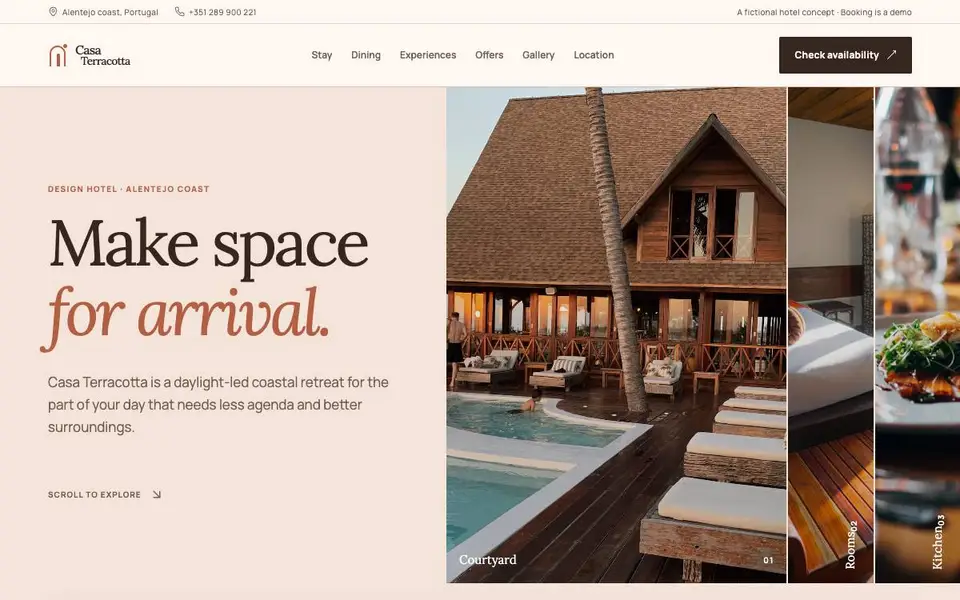 Casa Terracotta — Design Hotel website screenshot
