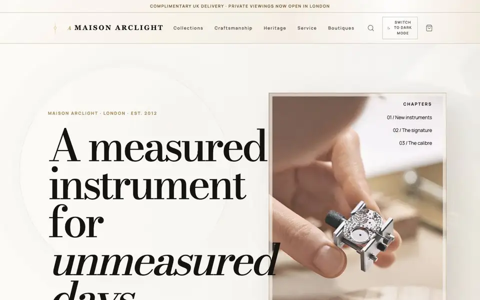Ec D12 Luxury Watch Maison website screenshot