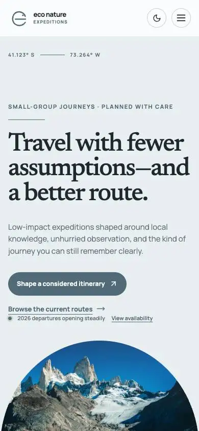 Eco Nature Expeditions mobile website preview