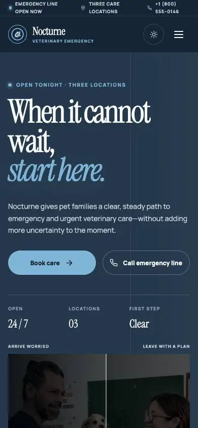 Nocturne Veterinary Emergency mobile website preview