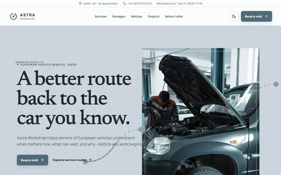 Astra Workshop — European Auto Service Website website screenshot