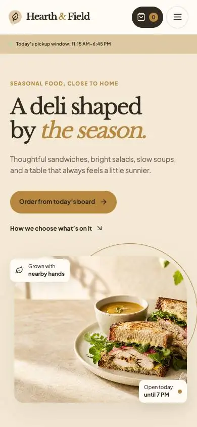 Hearth & Field — Farm-to-Table Deli mobile website preview