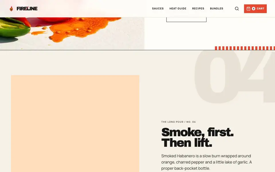 FIRELINE — Modern Hot Sauce interior page and content preview