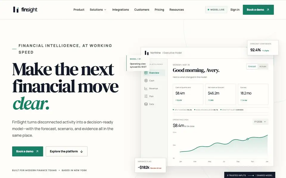 FinSight — Fintech Analytics Platform website screenshot