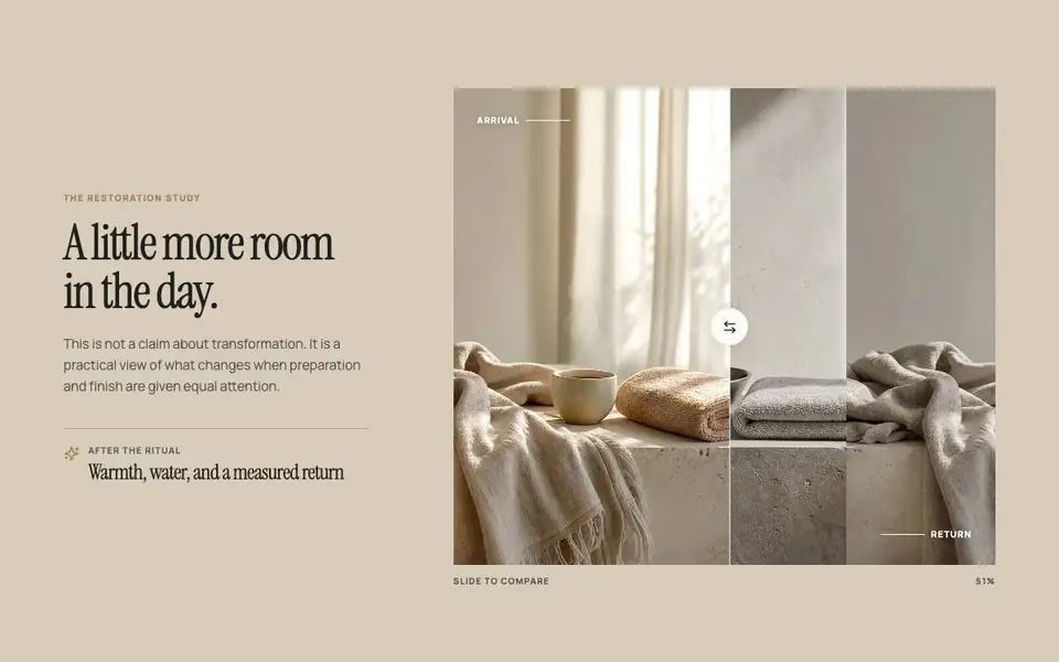 Serein House — Gallery Ivory Day Spa interior page and content preview