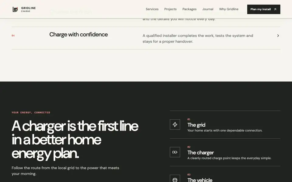 Gridline Charge interior page and content preview