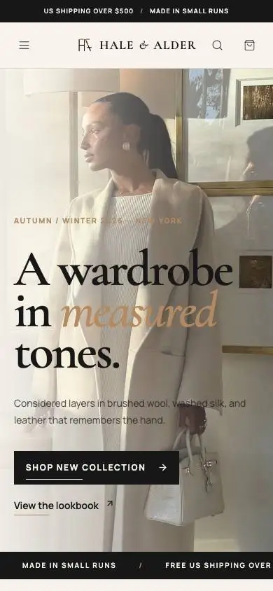 Hale Alder mobile website preview