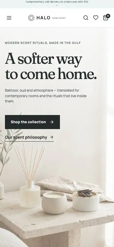 Halo Home Scent mobile website preview