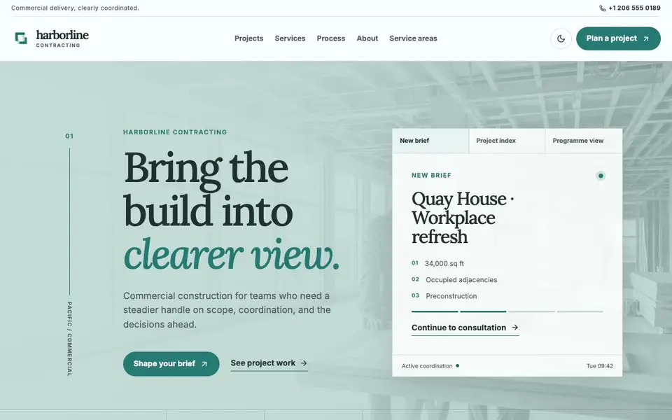 Harborline Contracting — Commercial General Contractor Website website screenshot