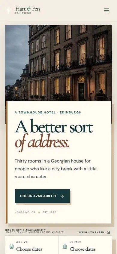 Hf01 Boutique Hotel mobile website preview