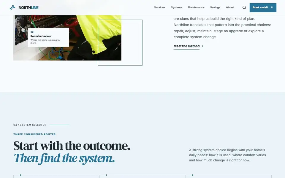 Northline HVAC — High-Efficiency Comfort interior page and content preview