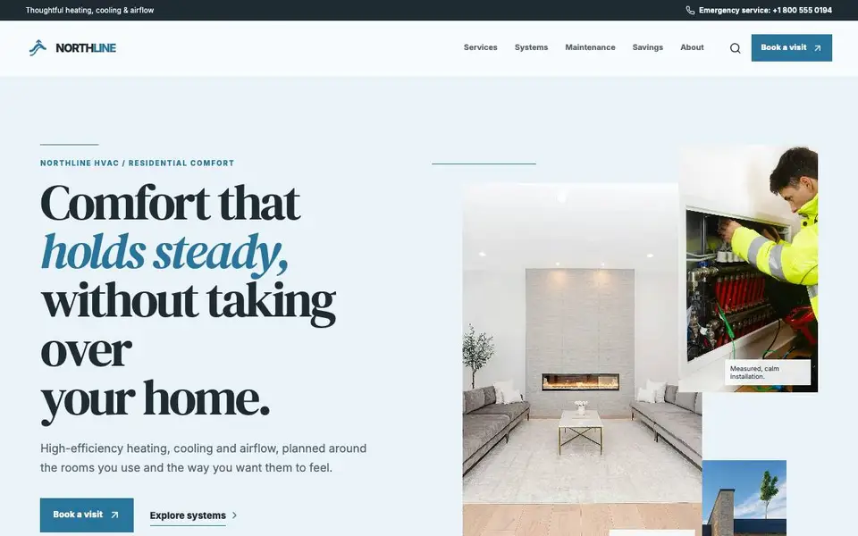 Northline HVAC — High-Efficiency Comfort website screenshot